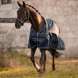 EQUILYX® Regendecke Pferd [perfekte Passform] Weidedecke Outdoordecke Turnout Rug feuchtigkeitsabweisend Winddicht atmungsaktiv (Navy Blau, 165)