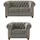 S-Style Chesterfield Polstergarnitur Samt 2-Sitzer + Sessel Grau