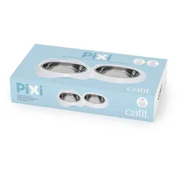 catit Pixi Doppelnapf 2 x 200 Milliliter weiß Katzenfutternapf