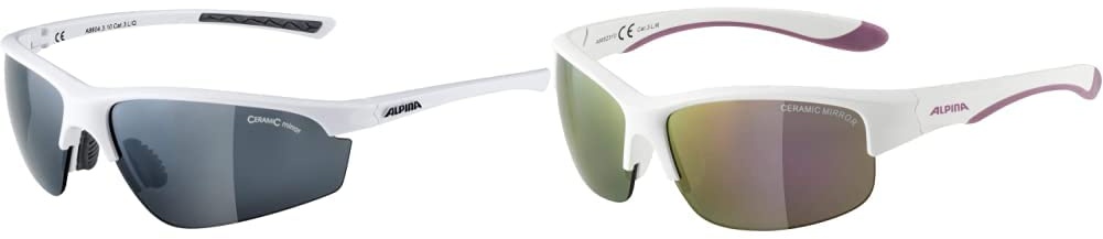 Alpina Unisex - Erwachsene, TRI-EFFECT 2.0 Sportbrille, white gloss, One size & FLEXXY YOUTH HR Sportbrille, Kinder, One size, White Matt-purple