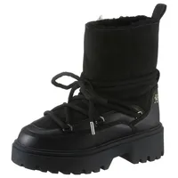 Tommy Hilfiger Snowboots »REAL SHEARLING LACE-UP SNOWBOOT«, Blockabsatz, Winterboots, Schneestiefel, aufgesetzte Schnürung Gr. 42, schwarz , 54229040-42