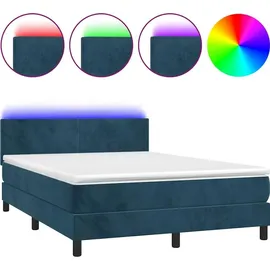 vidaXL Boxspringbett 140 x 200 cm Dunkelblau