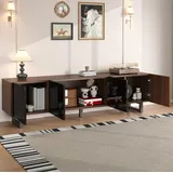 modfu TV-Lowboard 180x50x38 cm Schwarz/Walnuss MDF