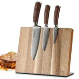 Wakoli EDIB 3er Damastmesserset I Holzbox I 8 - 17cm Klinge I mit Messerblock