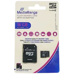 MediaRange Micro SDHC Speicherkarte 16 GB mit SD Adapter MR958
