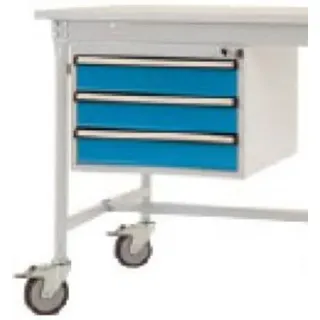 "Unterbaugehäuse - mobil - grau/blau - 3 Schubfächer - B500xT580xH360 mm - komplett - \"BASIS\""