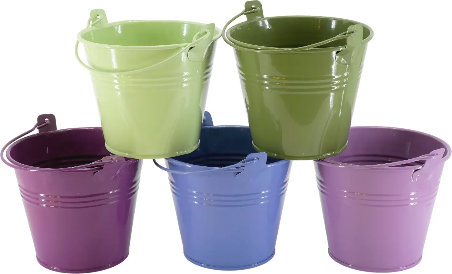 Eimer Zink D13H11cm Metallbügel flieder/lila/lavendel/grün/hellgrün  - lila mix