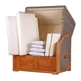 Mr. Deko bene living Strandkorb Komplettset Schaalsee Teak PE grau Modell 534