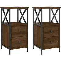 VidaXL Nachttische 2 Stk. Braun Eiche 34x35,5x70 cm Holzwerkstoff