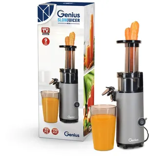 Genius Slow Juicer Mini Saftpresse für Gemüse und Obst, 9-teilig, Kaltpresse, 130 W, leise, einfaches Design, leichte Fruchtpresse, elektrisch, einfache Reinigung mit Bürste