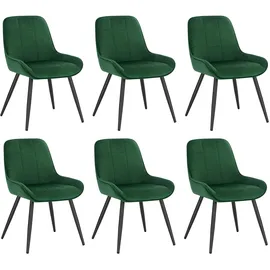 Woltu Esszimmerstuhl Samt dunkelgrün 6er Set