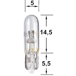 L 2322 - Glassockellampe, W2x4,6d, T5, 12-15 V, 0,4 W, weiß