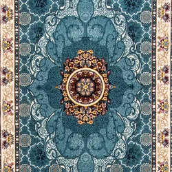 Läufer MORGENLAND "Ahmir", blau, B:100cm H:9mm L:300cm, Acryl, Teppiche, Fußbodenheizung geeignet