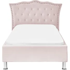 Beliani Bett Metz 90 x 200 cm Textil rosa