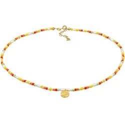 Elli Halskette Choker Plättchen Glas Beads Boho Style 925 Silber 36 Damen 