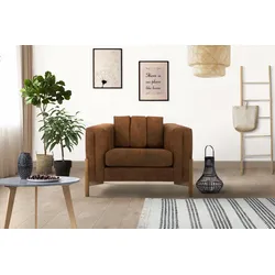 Sessel HOME AFFAIRE "Haki", braun (cognac), B:100cm H:74cm T:88cm, Sessel