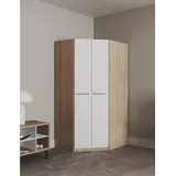 Priess Eckkleiderschrank Barcelona Kleiderschrank Ecklösung Raumwunder in 2 Tiefen Schrank Eckschrank Garderobe beige 95 cm x 193 cm x 95 cm