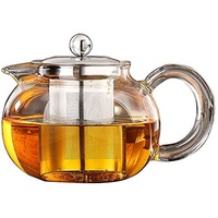 Lifeyz klare transparente Glas teekanne hochwarmfester teekanne Blume Tea Coffee Pot mit rostfreier Stahl Infuser Kurze auslauf teekanne 500ML