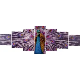 MCW Leinwandbild Pfau 7-tlg.