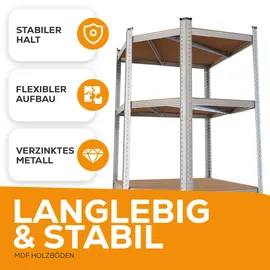 Tronitechnik Schwerlastregal Holz/Metall 40 x 40 x 70 x 70 x 180 cm silber