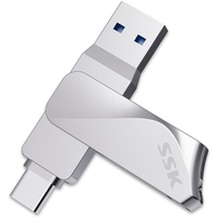 SSK 256GB USB C Flash Drive Dual Drive 2 in 1 OTG USB 3.2 + Type C Memory Stick Thumb Drive, Thunderbolt Pen Drive up to 150MB/s Transfer Speed Photo Stick for Android PC/Tablets/Mac/Laptop