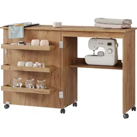 Vicco Carmen, Eiche, 118 x 77.5 cm mit 3 Regalfächer, Nähzubehör, Braun