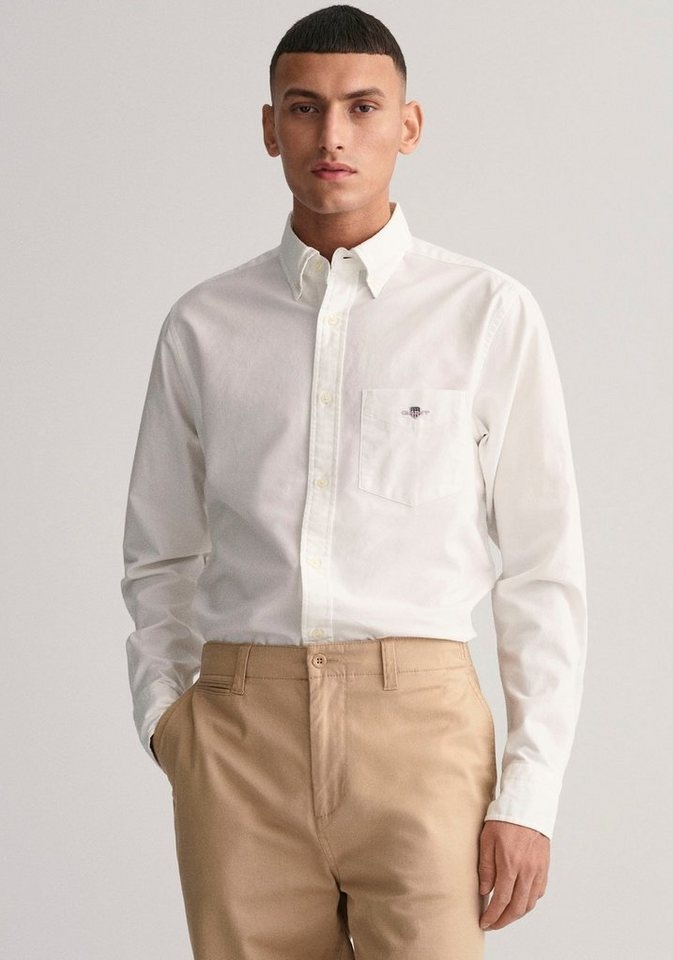 Gant Businesshemd Regular Fit Oxford Hemd strukturiert langlebig dicker Oxford Hemd Regular Fit weiß