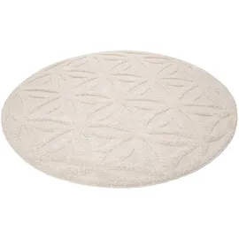 Esprit Outdoorteppich ESPRIT "Shake, ESP54232", beige (creme beige), H:2mm Ø:200cm, Polypropylen (PP), Teppiche, Outdoorteppich, Hoch-Tief-Effekt, Blume des Lebens - Motiv, uni, robust, Terrasse
