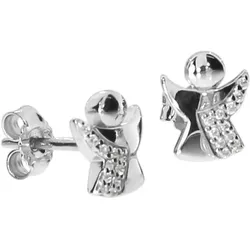 Paar Ohrstecker OSTSEE-SCHMUCK "Ostsee-Schmuck Ohrstecker kleiner Engel Ohrstecker kleiner Engel", weiß, Ohrringe, Damen, 8 x 7mm, Silber 925 (Sterlingsilber)