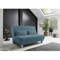 Schlafsofa INOSIGN "Gina" Sofas Gr. B/H/T: 80cm x 86cm x 195cm, Cord, blau (petrol) mit einem Handgriff vom Sofa zum Bett