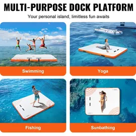 Vevor Aufblasbares Schwimmdock, 1,82 x 1,52 m Dockplattform, rutschfeste Wasserschwimmdockmatte mit tragbarer Tragetasche und abnehmbarer Leiter, s...