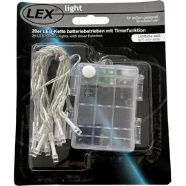 Mojawo 20er LED Outdoor Lichterkette Drahtlichterkette Batterie Timer
