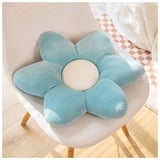 LANFIRE Blume Plüsch Kissen Kissen Bodenkissen Dekoratives Blumenkissen Sitzkissen Rückenlehnenkissen Schlafsofa Kissen (45CM, Blue)