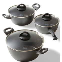 Topf-Set STONELINE "CERAMIC" Töpfe Gr. +, grau (anthrazit) Topfset Topfsets Topf Induktion