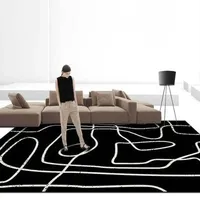 Teppich Wohnzimmer Moderner Designer Großer Teppich Einfache Mode schwarz-weiß abstrakte Linien Schlafzimmer Küchenstuhl Matte Kinderzimmer 120 x 160 cm