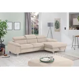 Cotta Ecksofa Komaris, Ecksofa, wahlweise mit RGB-LED-Beleuchtung und Bettfunktion/Bettkasten, beige
