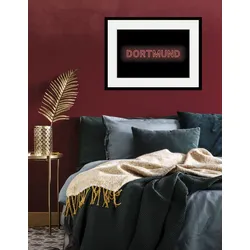 queence Bild »DORTMUND LIGHTS«, Städte-Schriftzug, (1 St.), HD Premium Poster-Druck inkl. Holzrahmen queence Farbe Rahmen: schwarz + Farbe Bild(er): schwarz/grün