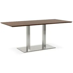 Kadima Design Tisch mit Stahlgestell & Holzplatte. Braun. 180x90x75 cm