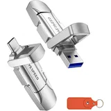 MOVE SPEED 256GB USB Stick 3.2 – Hochgeschwindigkeits-Speicher für Arbeiten & Multimedia – USB-C Gen2, Bis zu 520 MB/s, Einfacher Datentransfer, Mit Ledertasche & Schlüsselanhänger