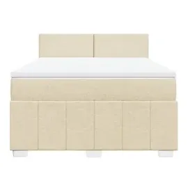 vidaXL Boxspringbett mit Matratze Creme 140x200 cm Stoff