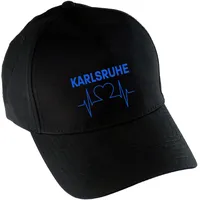 Multifanshop Baseballcap - Karlsruhe - Herzschlag - Druck blau