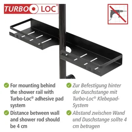 Wenko Turbo-Loc® Duschstangencaddy Altarella L, schwarz - BHT 45x4x10.50 cm