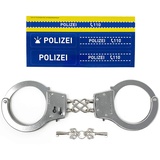 Polizei Handschellen Kinder aus Metall - Ausrüstung für das Polizei Kostüm Kinder | Mit Schlüssel & Sticker | Stabile Handcuffs auch für Erwachsene. Polizeikostüm Jungen Karneval