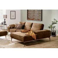 W.SCHILLIG Ecksofa run, Designsofa mit tollem Sitzkomfort, bequem, L-Form, mit Holzsockel, Füße in Bronze pulverbeschichtet, Breite 279 cm braun