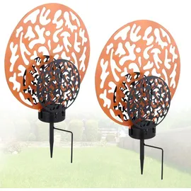 bmf-versand Solarleuchte Garten Kreis 2er Set 30 cm Solarlampe Außen Außenleuchte Solar - Schwarz