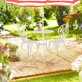 Relaxdays Gartenmöbel Set 3-tlg. Weiß/Bronze