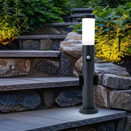 GLOBO RGB LED Sockelleuchte, Bewegungsmelder 2x Steckdose - Grau