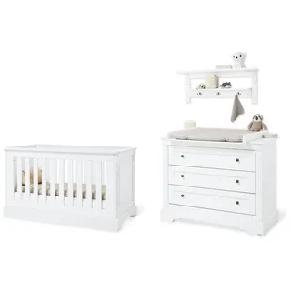 Pinolino Pinolino, Komplett-Babyzimmer, Kinderzimmer-Set 'Emilia' breit inkl. Wandregal, 3-tlg. (Kinderkleiderschrank)