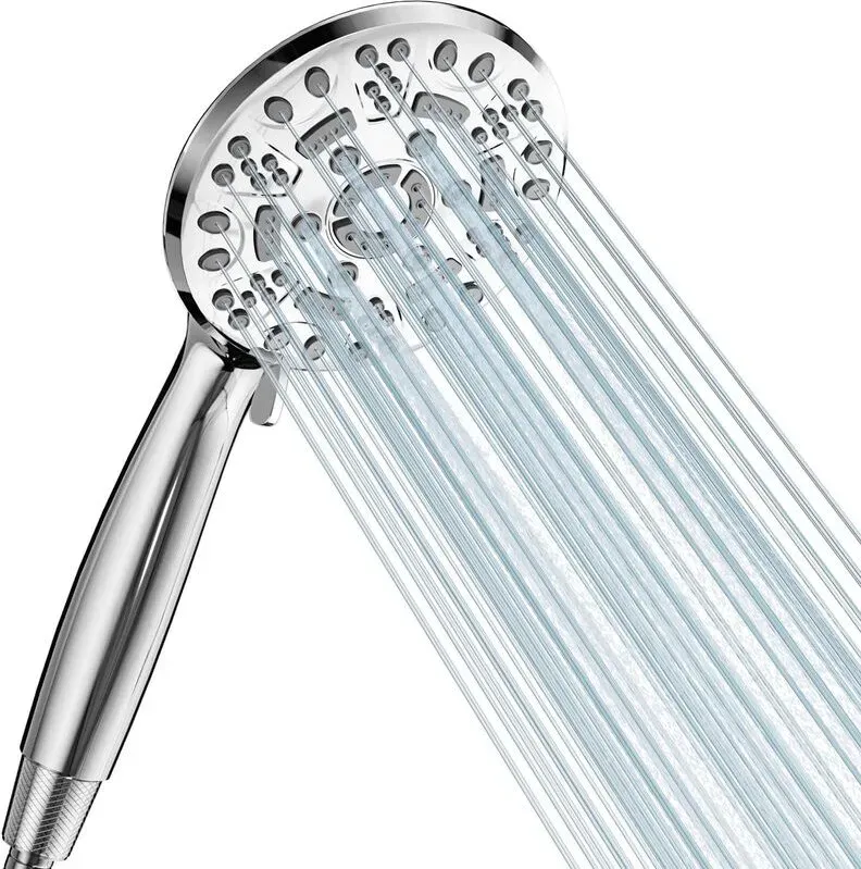 Cobbe Duschkopf mit 8 Strahlarten, Hochdruck-Duschkopf, Wassersparende Handbrause Großer Regenduschkopf (Chrom)