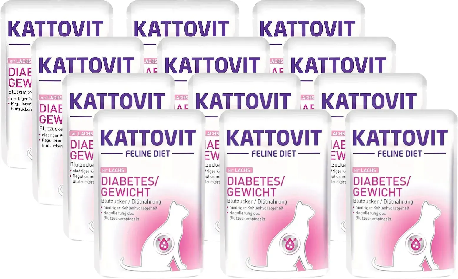 Kattovit Diabetes/Fettlachs 12x85g Beutel (Rabatt für Stammkunden 3%)